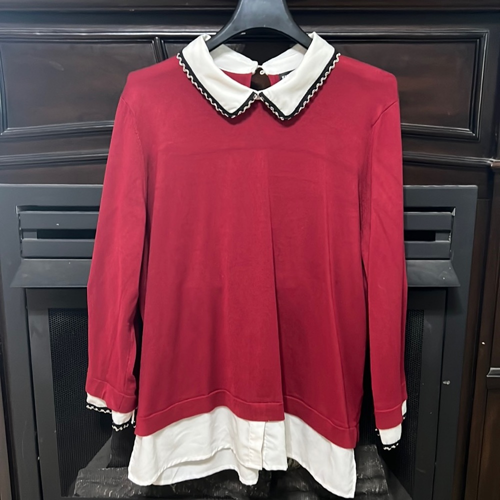 Karl Lagerfeld collared embellished tunic blouse